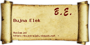 Bujna Elek névjegykártya
